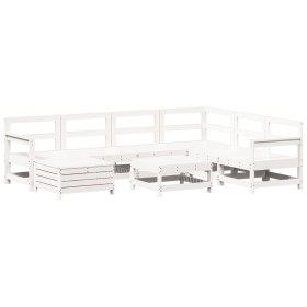 vidaXL 8-tlg. Garten-Sofagarnitur Weiß Massivholz Kiefer