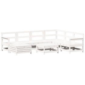 vidaXL 8-tlg. Garten-Sofagarnitur Weiß Massivholz Kiefer