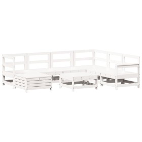 vidaXL 8-tlg. Garten-Sofagarnitur Weiß Massivholz Kiefer