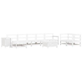vidaXL 10-tlg. Garten-Sofagarnitur Weiß Massivholz Kiefer