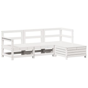 vidaXL 4-tlg. Garten-Sofagarnitur Weiß Massivholz Kiefer