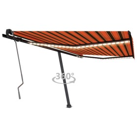 vidaXL Markise Manuell Einziehbar mit LED 400x350 cm Orange Braun