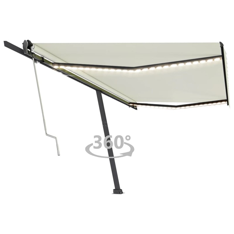 Automatische Markise mit LED & Windsensor 500x350 cm Cremeweiß Automatische Markise mit LED & Windsensor 500x350 cm Cremeweiß