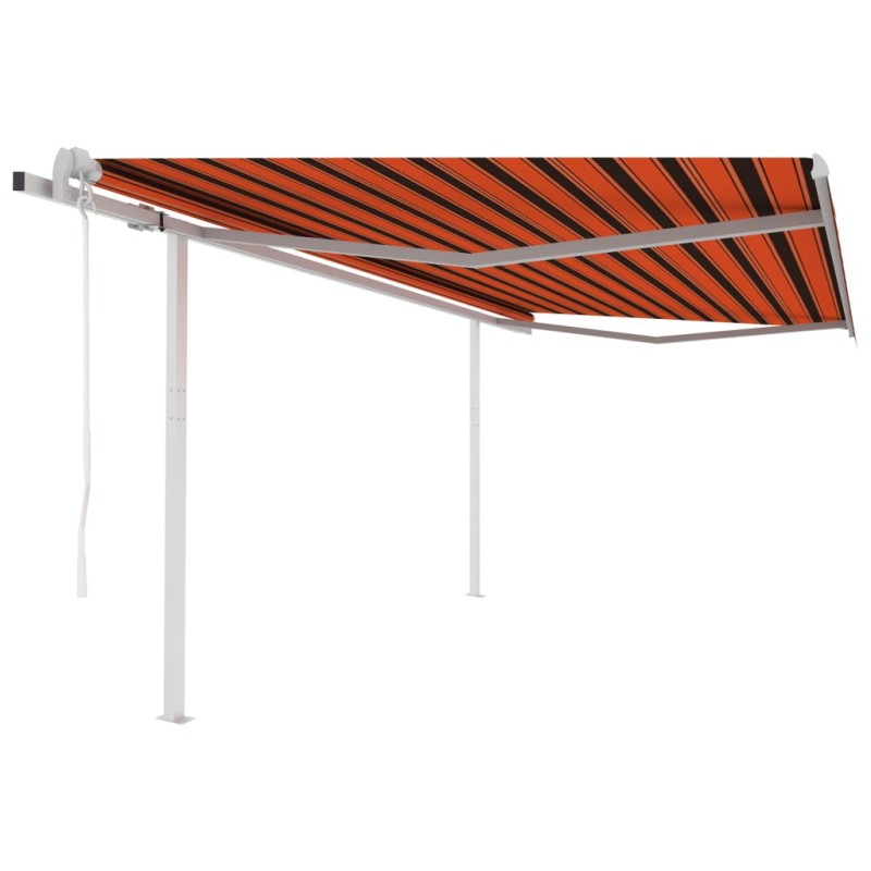 vidaXL Markise Automatisch Einziehbar mit Pfosten 4x3,5 m Orange Braun vidaXL Markise Automatisch Einziehbar mit Pfosten 4x3,5 m Orange Braun