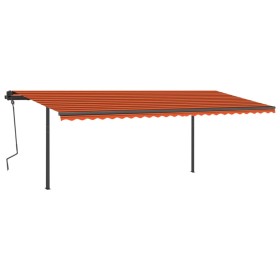 vidaXL Markise Automatisch Einziehbar mit Pfosten 6x3,5 m Orange Braun