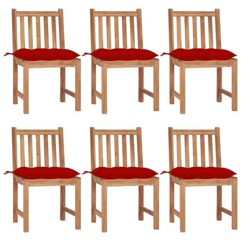vidaXL Gartenstühle 6 Stk. mit Kissen Massivholz Teak vidaXL Gartenstühle 6 Stk. mit Kissen Massivholz Teak