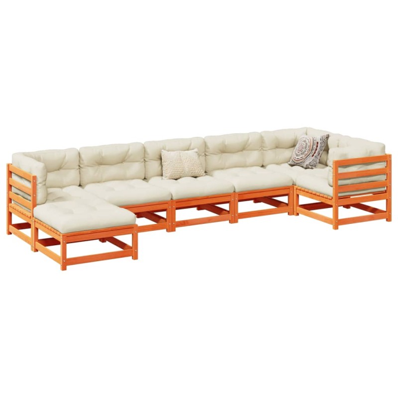 vidaXL 7-tlg. Garten-Sofagarnitur Wachsbraun Massivholz Kiefer vidaXL 7-tlg. Garten-Sofagarnitur Wachsbraun Massivholz Kiefer