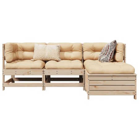 vidaXL 4-tlg. Garten-Sofagarnitur Massivholz Kiefer