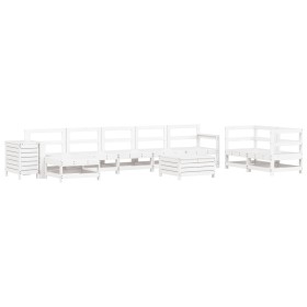 vidaXL 10-tlg. Garten-Sofagarnitur Weiß Massivholz Kiefer