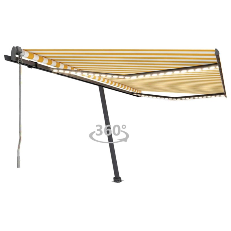 Automatische Markise mit LED & Windsensor 400x300 cm Gelb/Weiß Automatische Markise mit LED & Windsensor 400x300 cm Gelb/Weiß