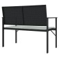 vidaXL Gartenbank 2-Sitzer mit Kissen Schwarz Poly Rattan vidaXL Gartenbank 2-Sitzer mit Kissen Schwarz Poly Rattan