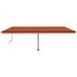 vidaXL Markise Manuell Einziehbar mit LED 600x350 cm Orange Braun vidaXL Markise Manuell Einziehbar mit LED 600x350 cm Orange Braun