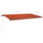vidaXL Markise Manuell Einziehbar mit LED 600x350 cm Orange Braun vidaXL Markise Manuell Einziehbar mit LED 600x350 cm Orange Braun