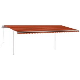 vidaXL Markise Automatisch Einziehbar mit Pfosten 6x3,5 m Orange Braun
