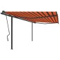 vidaXL Markise Automatisch Einziehbar mit Pfosten 4x3,5 m Orange Braun vidaXL Markise Automatisch Einziehbar mit Pfosten 4x3,5 m Orange Braun