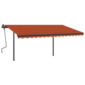 vidaXL Markise Automatisch Einziehbar mit Pfosten 4x3,5 m Orange Braun