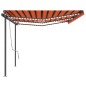 vidaXL Markise Manuell Einziehbar mit LED 6x3,5 m Orange und Braun vidaXL Markise Manuell Einziehbar mit LED 6x3,5 m Orange und Braun