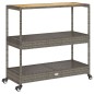 vidaXL Barwagen 3 Böden Grau Poly Rattan und Massivholz Akazie vidaXL Barwagen 3 Böden Grau Poly Rattan und Massivholz Akazie