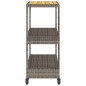 vidaXL Barwagen 3 Böden Grau Poly Rattan und Massivholz Akazie vidaXL Barwagen 3 Böden Grau Poly Rattan und Massivholz Akazie