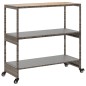 vidaXL Barwagen 3 Böden Grau Poly Rattan und Massivholz Akazie vidaXL Barwagen 3 Böden Grau Poly Rattan und Massivholz Akazie