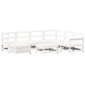 vidaXL 8-tlg. Garten-Sofagarnitur Weiß Massivholz Kiefer