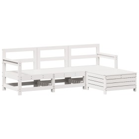 vidaXL 4-tlg. Garten-Sofagarnitur Weiß Massivholz Kiefer