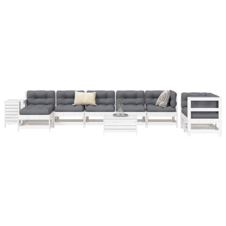 vidaXL 10-tlg. Garten-Sofagarnitur Weiß Massivholz Kiefer