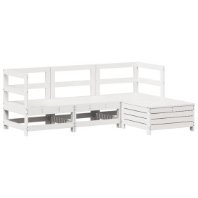 vidaXL 4-tlg. Garten-Sofagarnitur Weiß Massivholz Kiefer