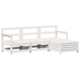 vidaXL 4-tlg. Garten-Sofagarnitur Weiß Massivholz Kiefer