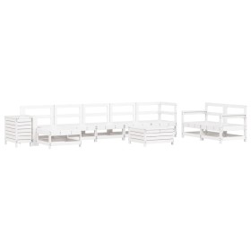 vidaXL 10-tlg. Garten-Sofagarnitur Weiß Massivholz Kiefer