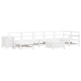 vidaXL 9-tlg. Garten-Sofagarnitur Weiß Massivholz Kiefer