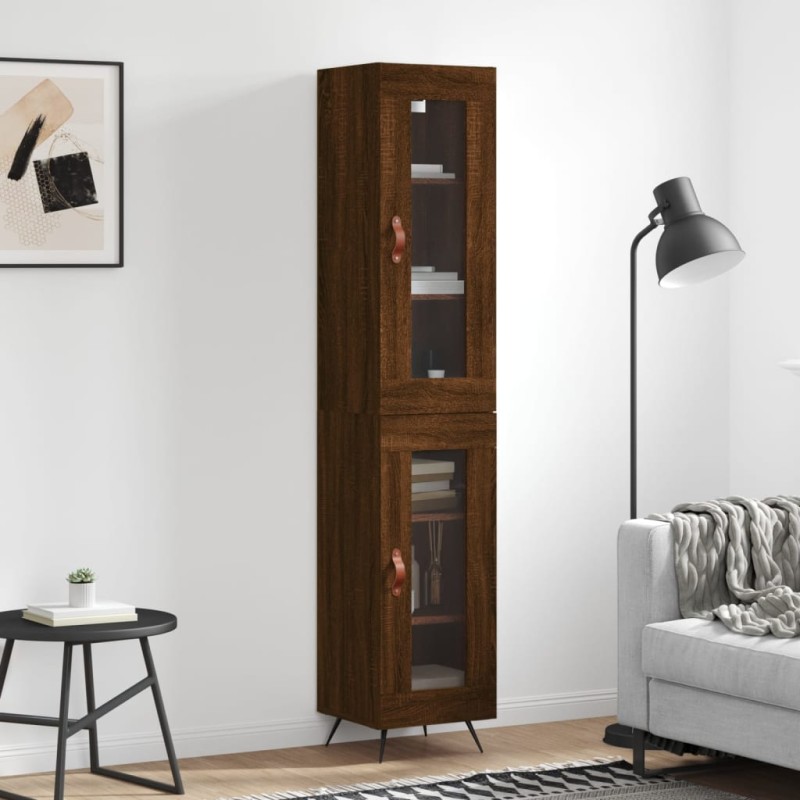 Highboard Braun Eichen-Optik 34,5x34x180 cm Holzwerkstoff Highboard Braun Eichen-Optik 34,5x34x180 cm Holzwerkstoff