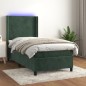 vidaXL Boxspringbett mit Matratze & LED Dunkelgrün 90x200 cm Samt vidaXL Boxspringbett mit Matratze & LED Dunkelgrün 90x200 cm Samt