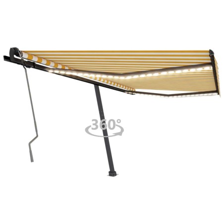 Gelenkarmmarkise Einziehbar mit LED 400x350 cm Gelb & Weiß