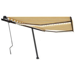 Gelenkarmmarkise Einziehbar mit LED 400x350 cm Gelb & Weiß