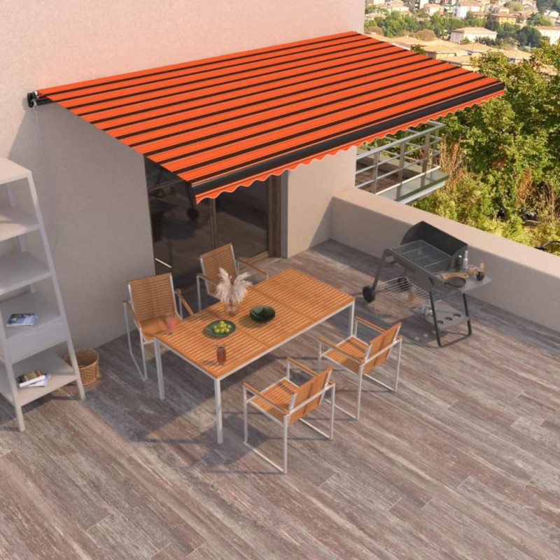 vidaXL Markise Manuell Einziehbar 600x350 cm Orange & Braun vidaXL Markise Manuell Einziehbar 600x350 cm Orange & Braun