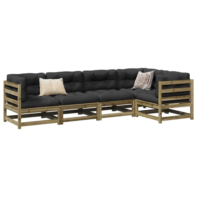 vidaXL 5-tlg. Garten-Sofagarnitur mit Kissen Kiefernholz Imprägniert vidaXL 5-tlg. Garten-Sofagarnitur mit Kissen Kiefernholz Imprägniert