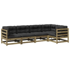 vidaXL 5-tlg. Garten-Sofagarnitur mit Kissen Kiefernholz Imprägniert