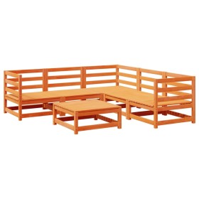 vidaXL 6-tlg. Garten-Sofagarnitur Wachsbraun Massivholz Kiefer