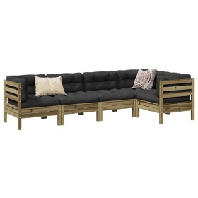 vidaXL 5-tlg. Garten-Sofagarnitur mit Kissen Kiefernholz Imprägniert