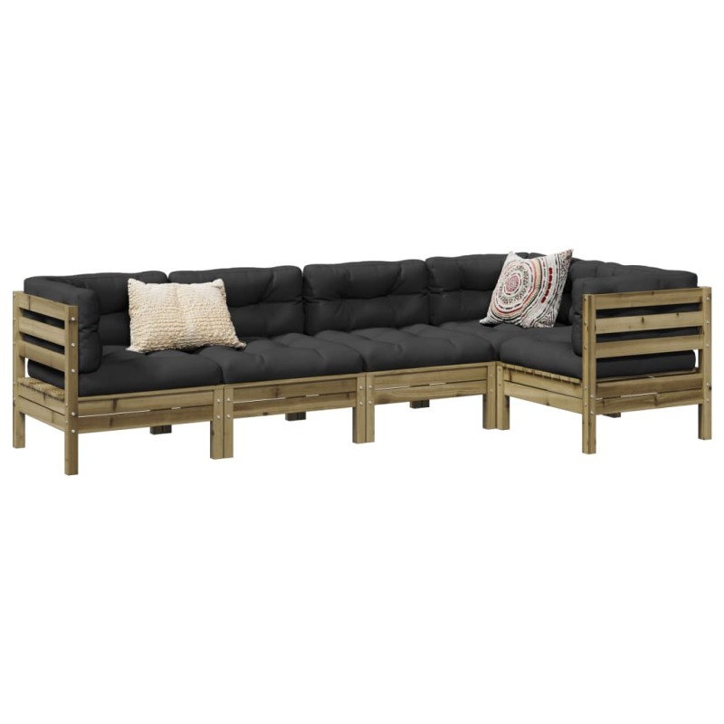 vidaXL 5-tlg. Garten-Sofagarnitur mit Kissen Kiefernholz Imprägniert vidaXL 5-tlg. Garten-Sofagarnitur mit Kissen Kiefernholz Imprägniert