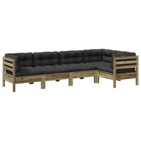 vidaXL 5-tlg. Garten-Sofagarnitur mit Kissen Kiefernholz Imprägniert