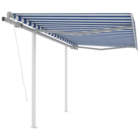Gelenkarmmarkise Automatisch mit Pfosten 3,5x2,5 m Blau Weiß