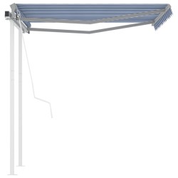 Gelenkarmmarkise Automatisch mit Pfosten 3,5x2,5 m Blau Weiß