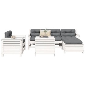 vidaXL 7-tlg. Garten-Sofagarnitur Weiß Massivholz Kiefer