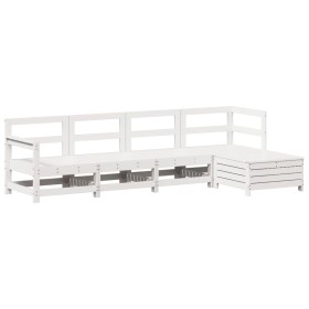 vidaXL 5-tlg. Garten-Sofagarnitur Weiß Massivholz Kiefer
