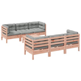 vidaXL 7-tlg. Garten-Sofagarnitur mit Kissen Massivholz Douglasie