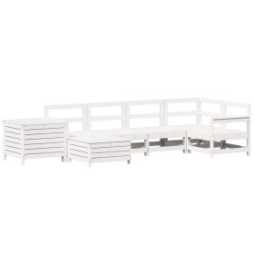 vidaXL 7-tlg. Garten-Sofagarnitur Weiß Massivholz Kiefer
