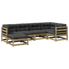 vidaXL 6-tlg. Garten-Sofagarnitur mit Kissen Kiefernholz Imprägniert