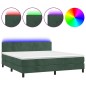 vidaXL Boxspringbett mit Matratze & LED Dunkelgrün 180x200 cm Samt vidaXL Boxspringbett mit Matratze & LED Dunkelgrün 180x200 cm Samt